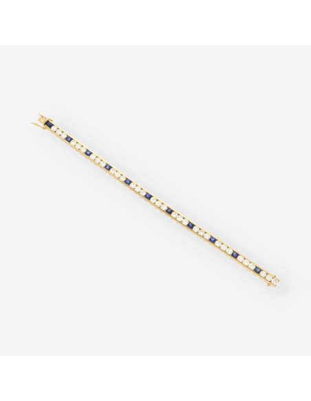 Pulsera riviere oro zafiro y brillantes