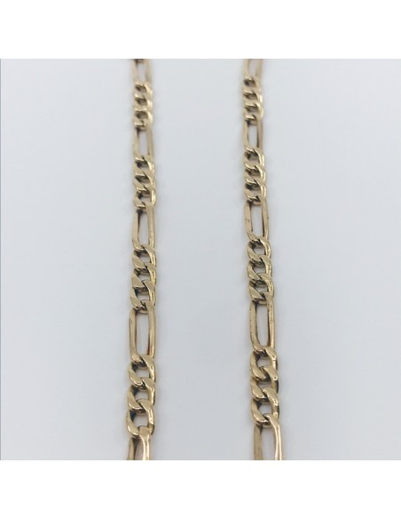 Cadena barbada alterna 3x1 en oro 18kt