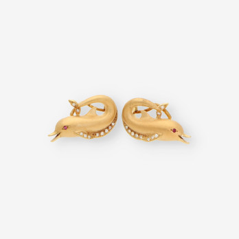 Pendientes delfines oro