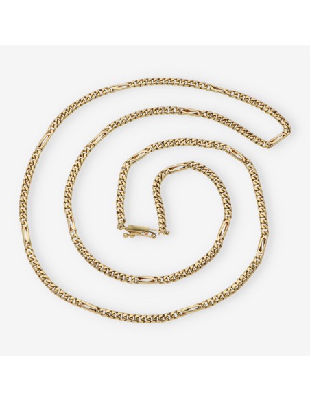 Cadena barbada alterna 68cm  en oro 18kt