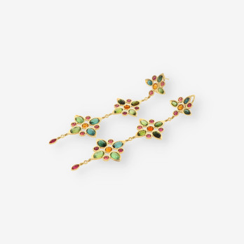 Pendientes largos p. colores oro y bri 2
