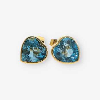 Pendientes corazÃ³n oro y p.azul