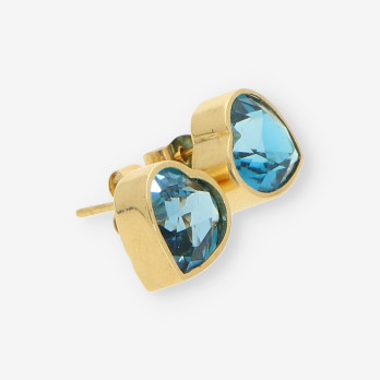 Pendientes corazÃ³n oro y p.azul 2