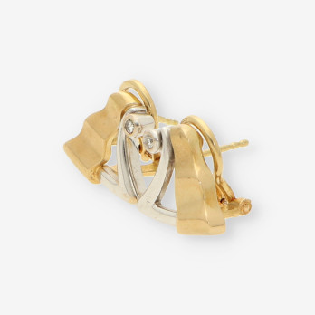 Pendientes oro bl./ama. y brillantes 2