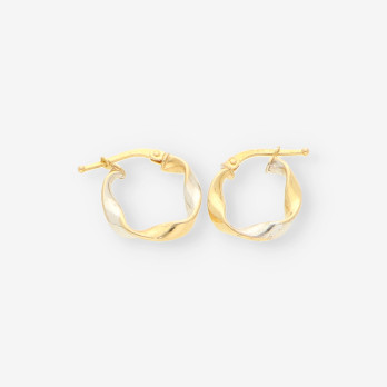 Pendientes aro oro bl. y amarillo