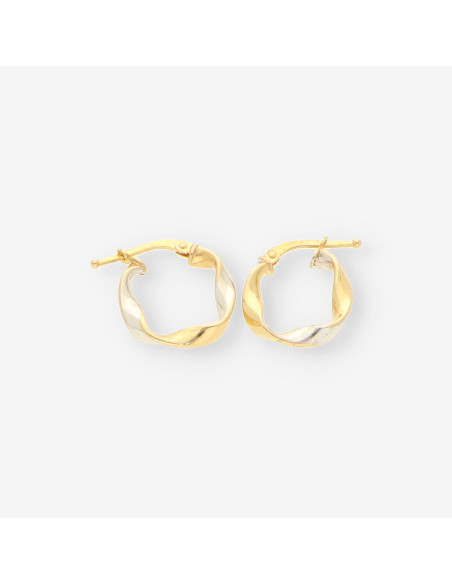 Pendientes aro oro bl. y amarillo