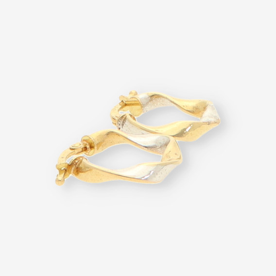 Pendientes aro oro bl. y amarillo