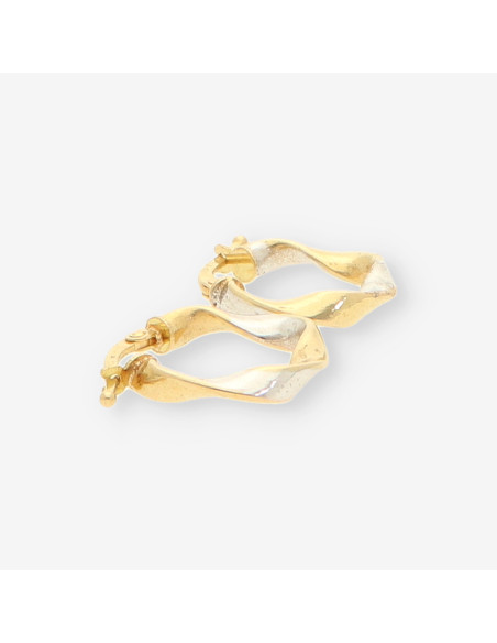 Pendientes aro oro bl. y amarillo