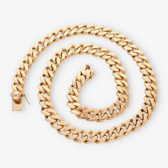 Cadena barbada maciza 63cm en oro rosa 18kt