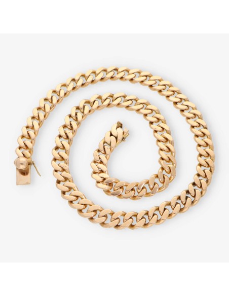 Cadena barbada maciza 63cm en oro rosa 18kt