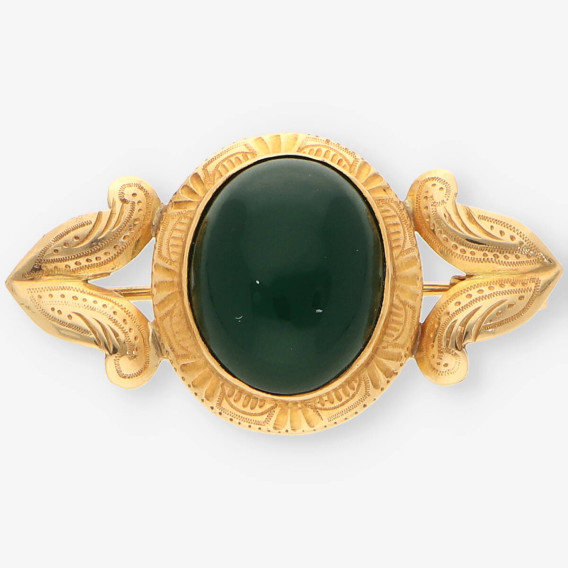 Broche oro y piedra verde