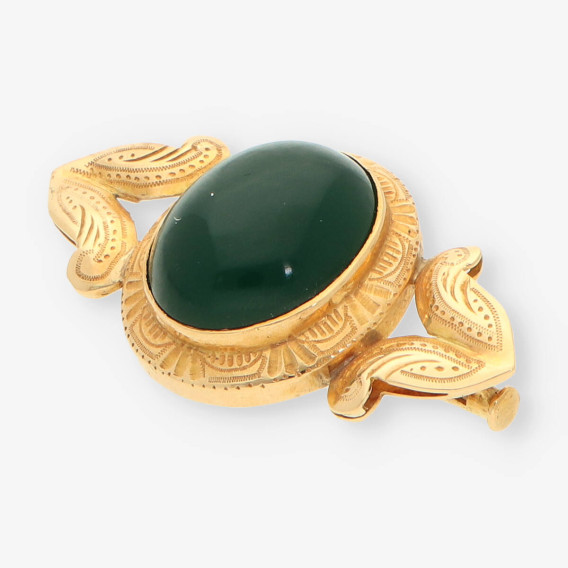 Broche oro y piedra verde