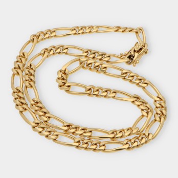 Cadena barbada alterna 3x1 en oro 18kt 2