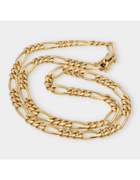 Cadena barbada alterna 3x1 en oro 18kt