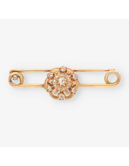 Aguja Vintage oro y diamantes