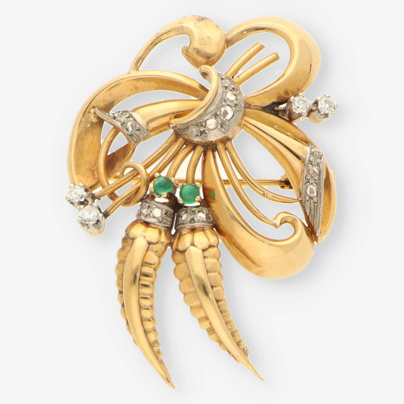 Broche oro esmeralda y bri