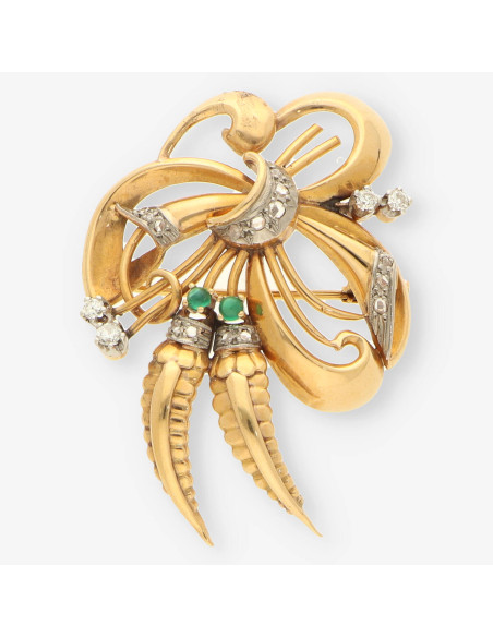 Broche oro esmeralda y bri