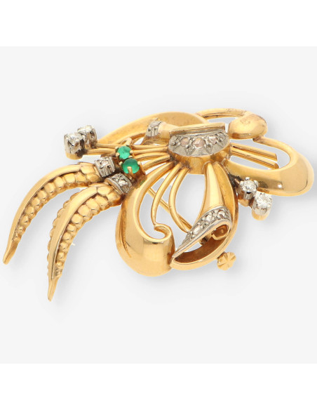 Broche oro esmeralda y bri
