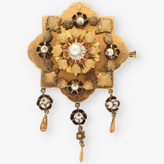 Broche antiguo oro y perlas