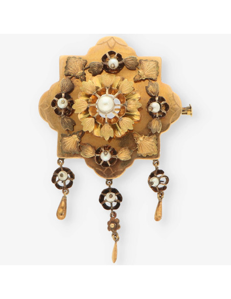 Broche antiguo oro y perlas