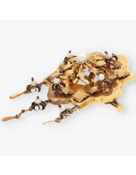 Broche antiguo oro y perlas