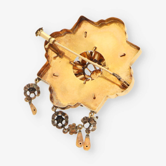 Broche antiguo oro y perlas