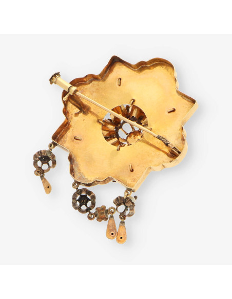 Broche antiguo oro y perlas