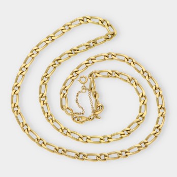 Cadena barbada alterna 1x1 en oro 18kt 2