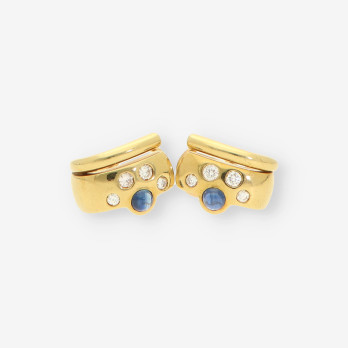 Pendientes zafiro  oro y brillantes