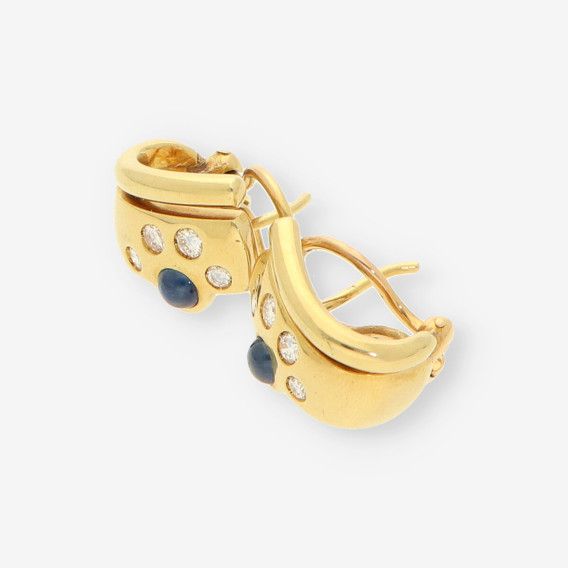 Pendientes zafiro  oro y brillantes