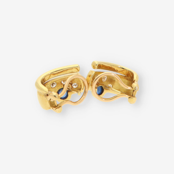 Pendientes zafiro  oro y brillantes