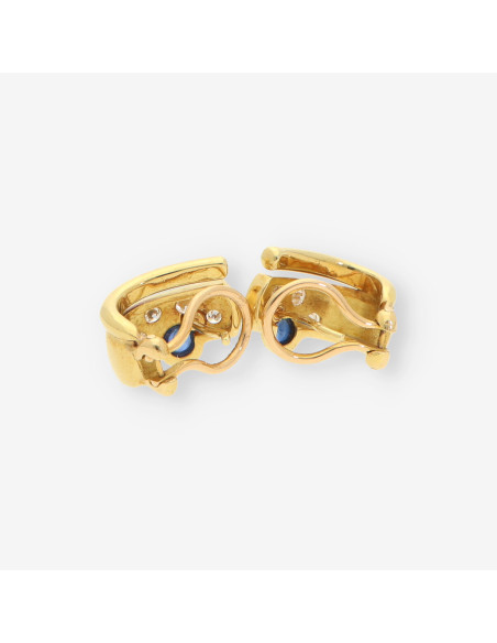 Pendientes zafiro  oro y brillantes