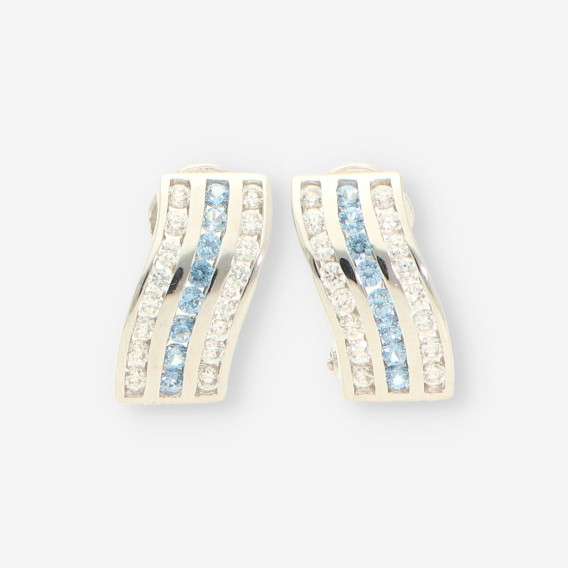 Pendientes oro blanco y circonitas