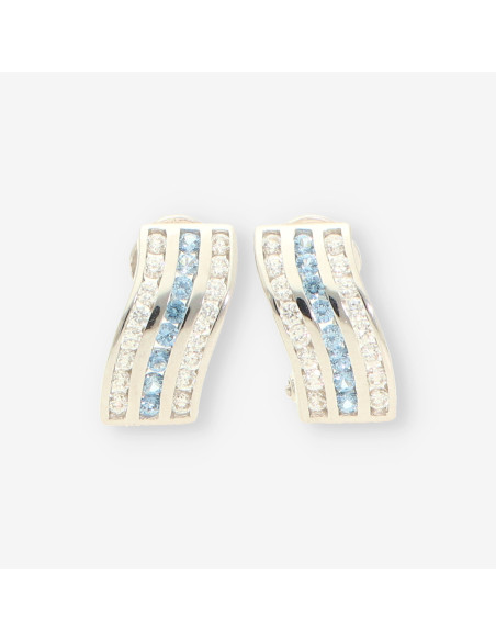 Pendientes oro blanco y circonitas