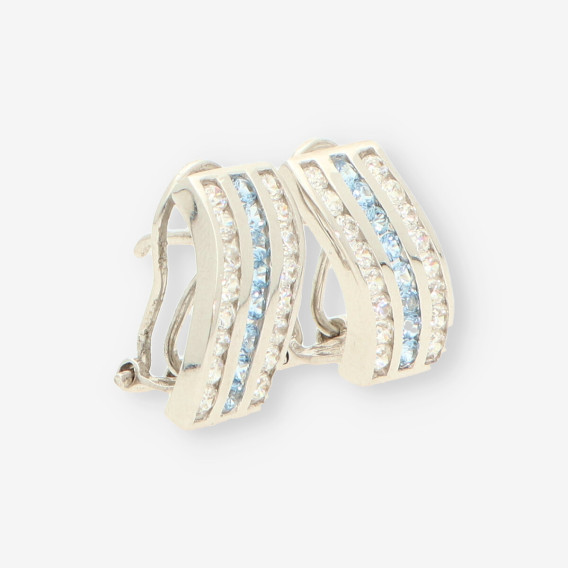 Pendientes oro blanco y circonitas