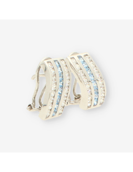 Pendientes oro blanco y circonitas