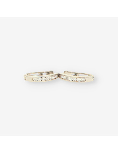Pendientes oro blanco y circonitas