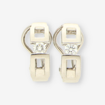 Pendientes oro blanco y bri