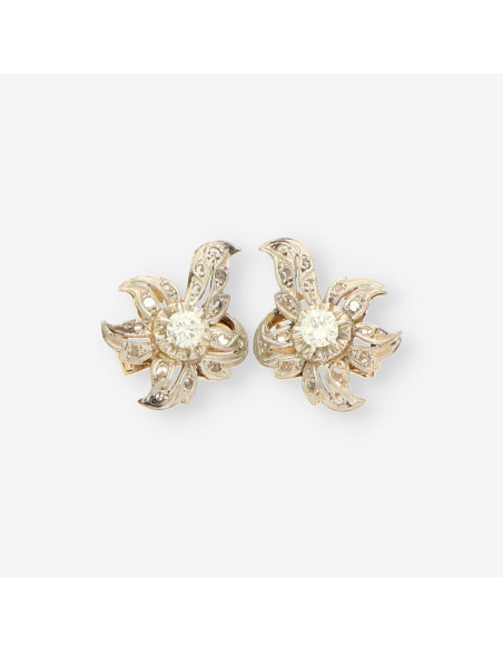 Pendientes oro/oro blanco y diamantes 