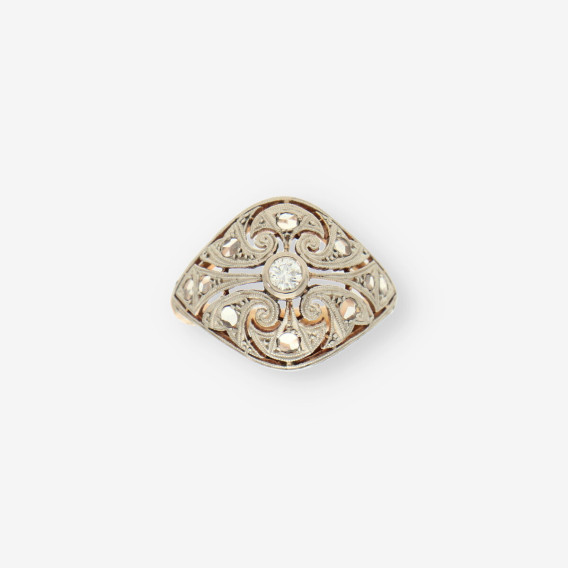 Anillo vintage oro y bri