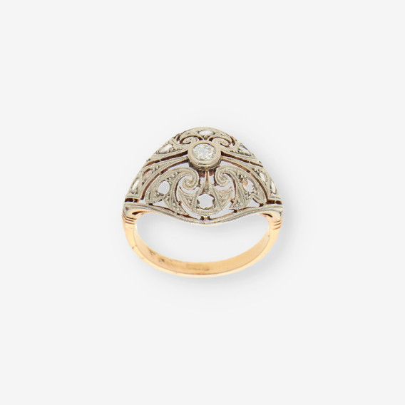 Anillo vintage oro y bri