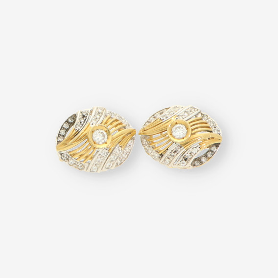Pendientes oro bicolor y circonita