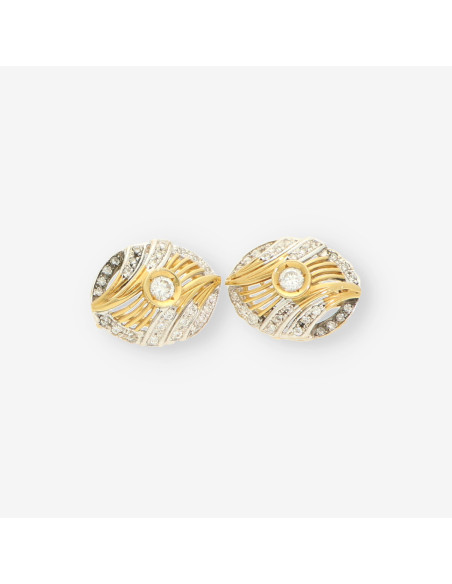 Pendientes oro bicolor y circonita