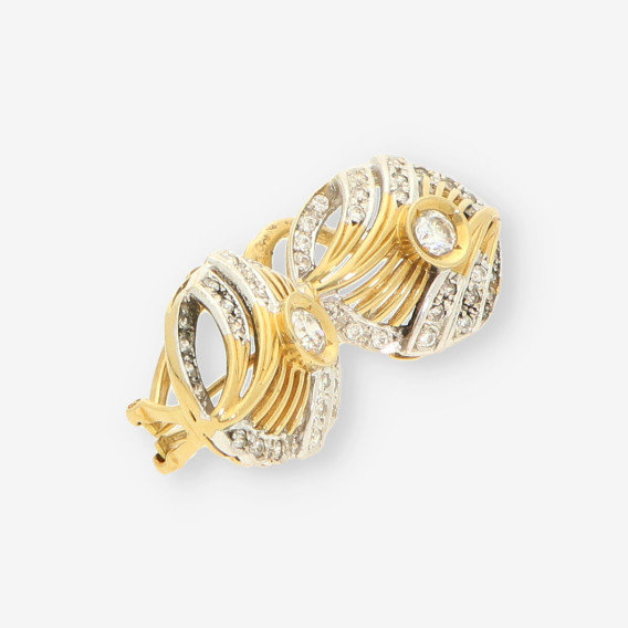Pendientes oro bicolor y circonita