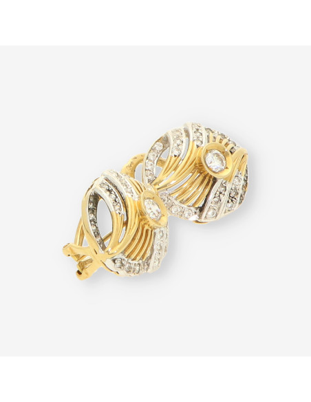 Pendientes oro bicolor y circonita
