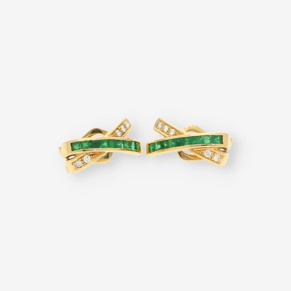 Pendientes Esmeralda oro y brillantes