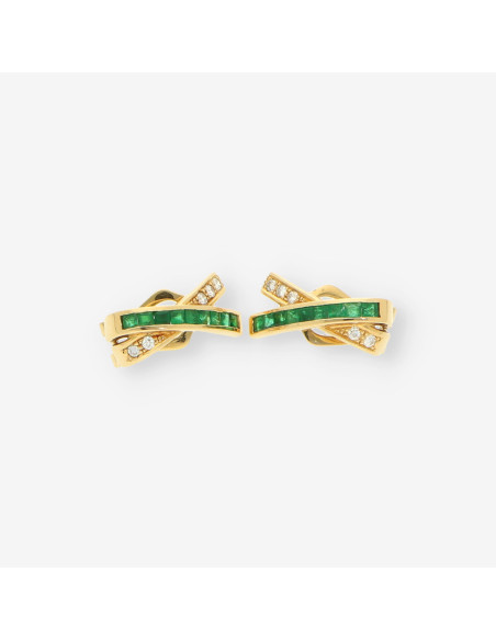 Pendientes Esmeralda oro y brillantes