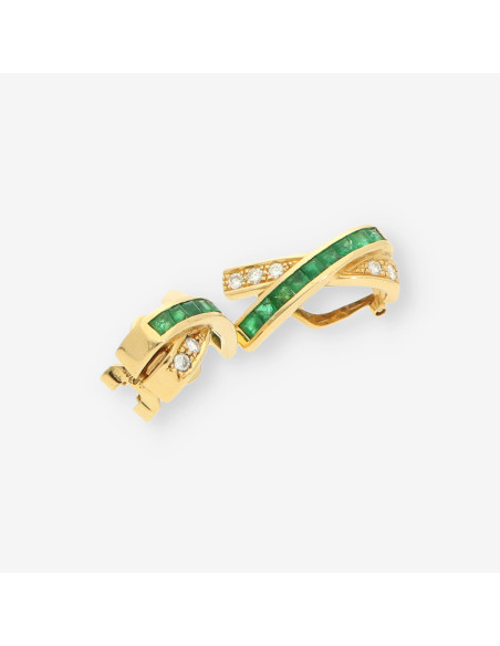 Pendientes Esmeralda oro y brillantes