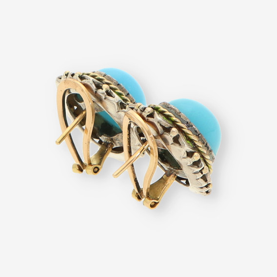 Pendientes plata y oro con turquesas