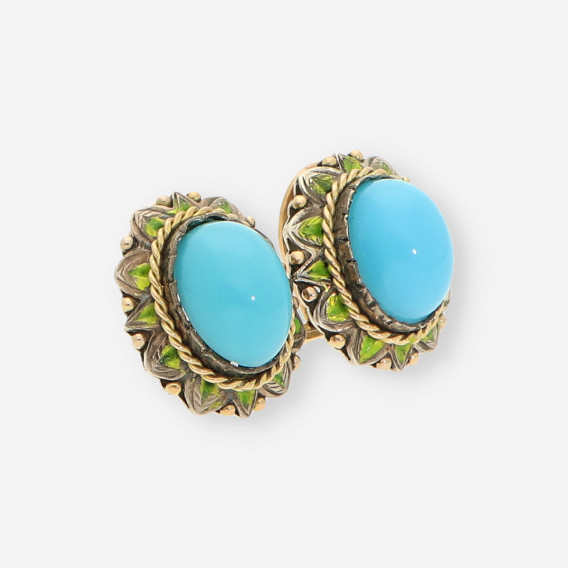 Pendientes plata y oro con turquesas